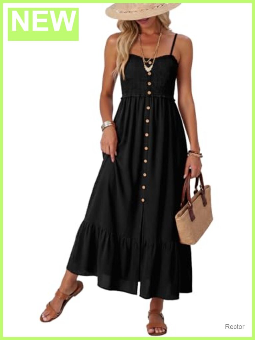 Sleeveless Smocked Maxi Dress with Pockets Summer Vacation A-Line